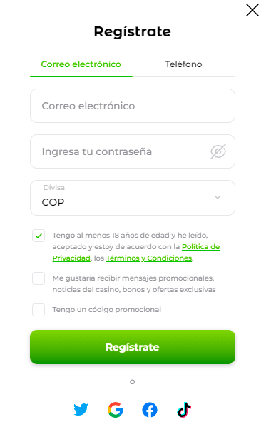 Fοrmа dе rеgіѕtrο еn Vеrdе Саѕіnο